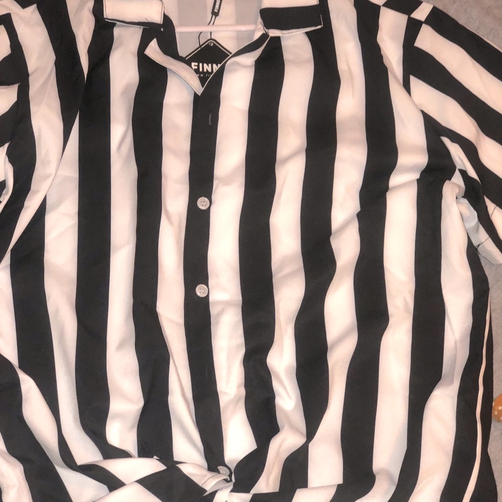 Black and white striped blouse